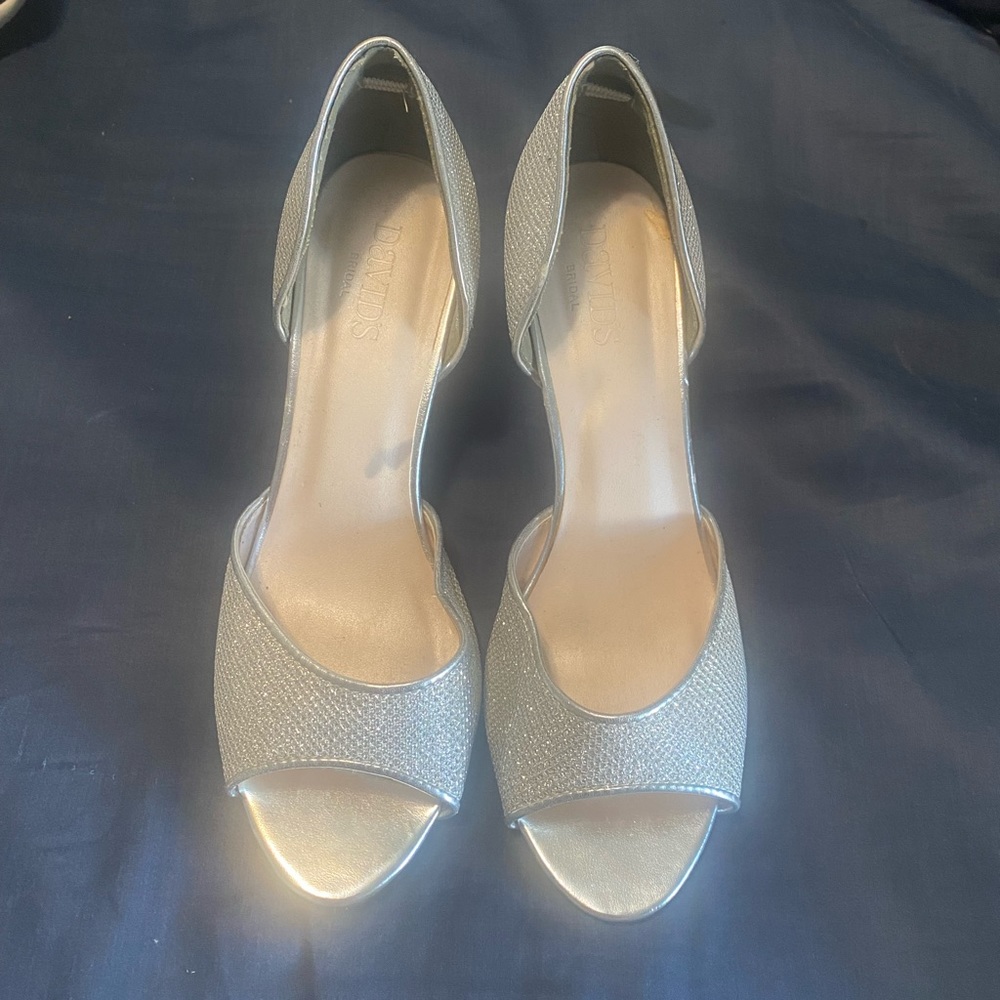 Silver David’s Bridal Low Heels